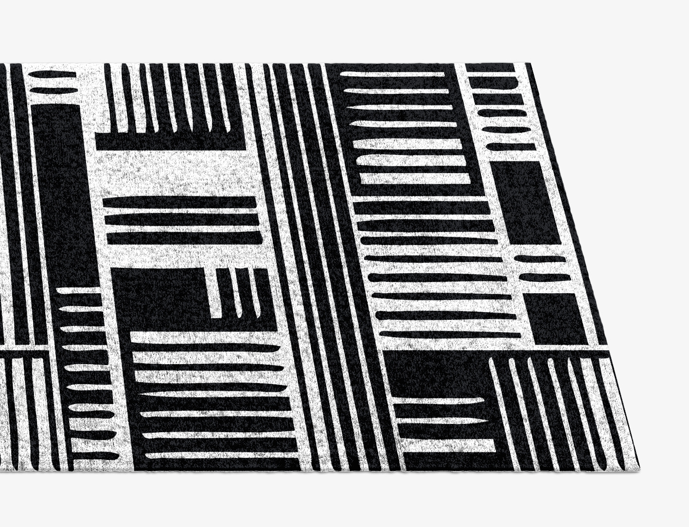 Grey Schema Monochrome Runner Hand Knotted Bamboo Silk Custom Rug by Rug Artisan