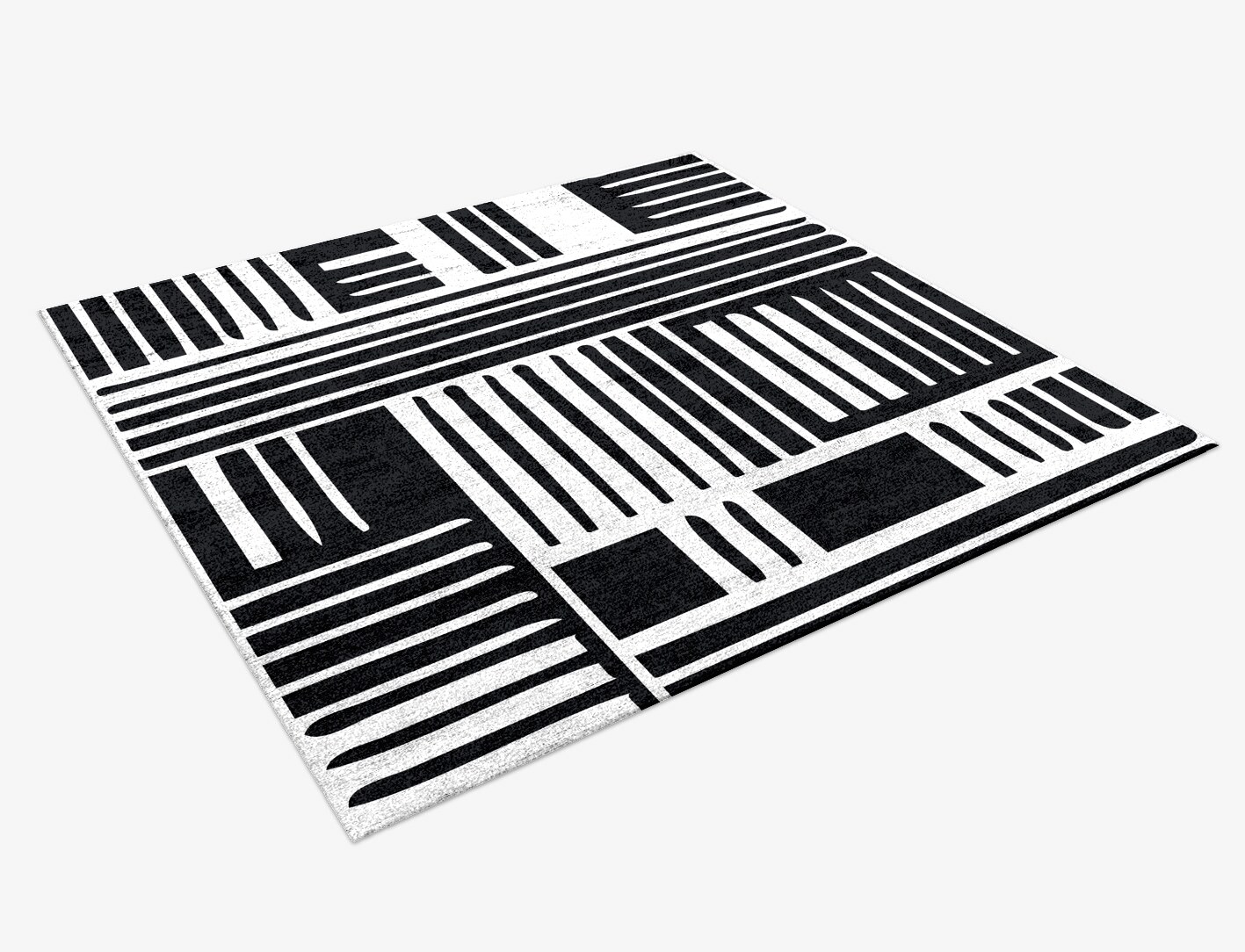 Grey Schema Monochrome Square Hand Knotted Bamboo Silk Custom Rug by Rug Artisan