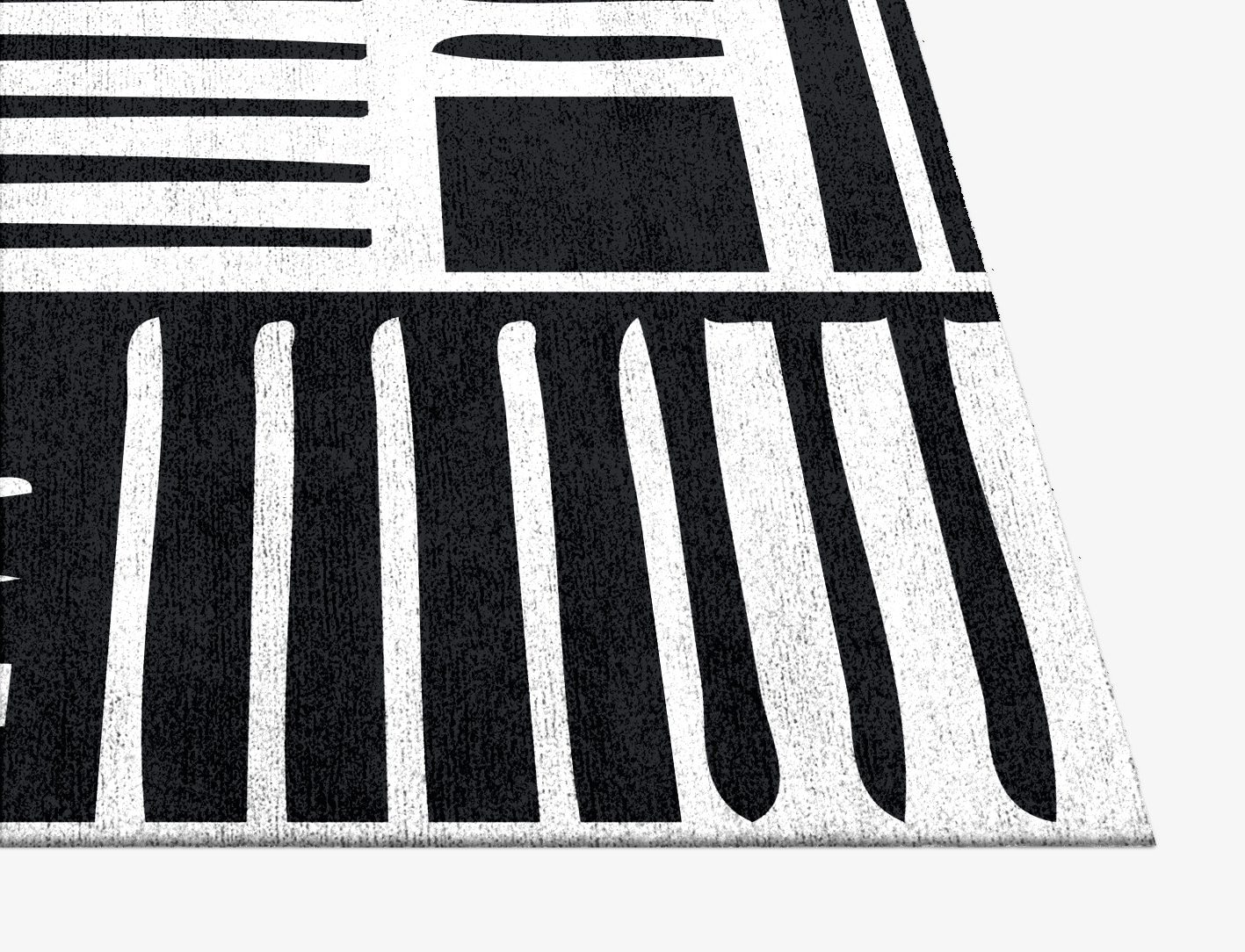 Grey Schema Monochrome Square Hand Knotted Bamboo Silk Custom Rug by Rug Artisan