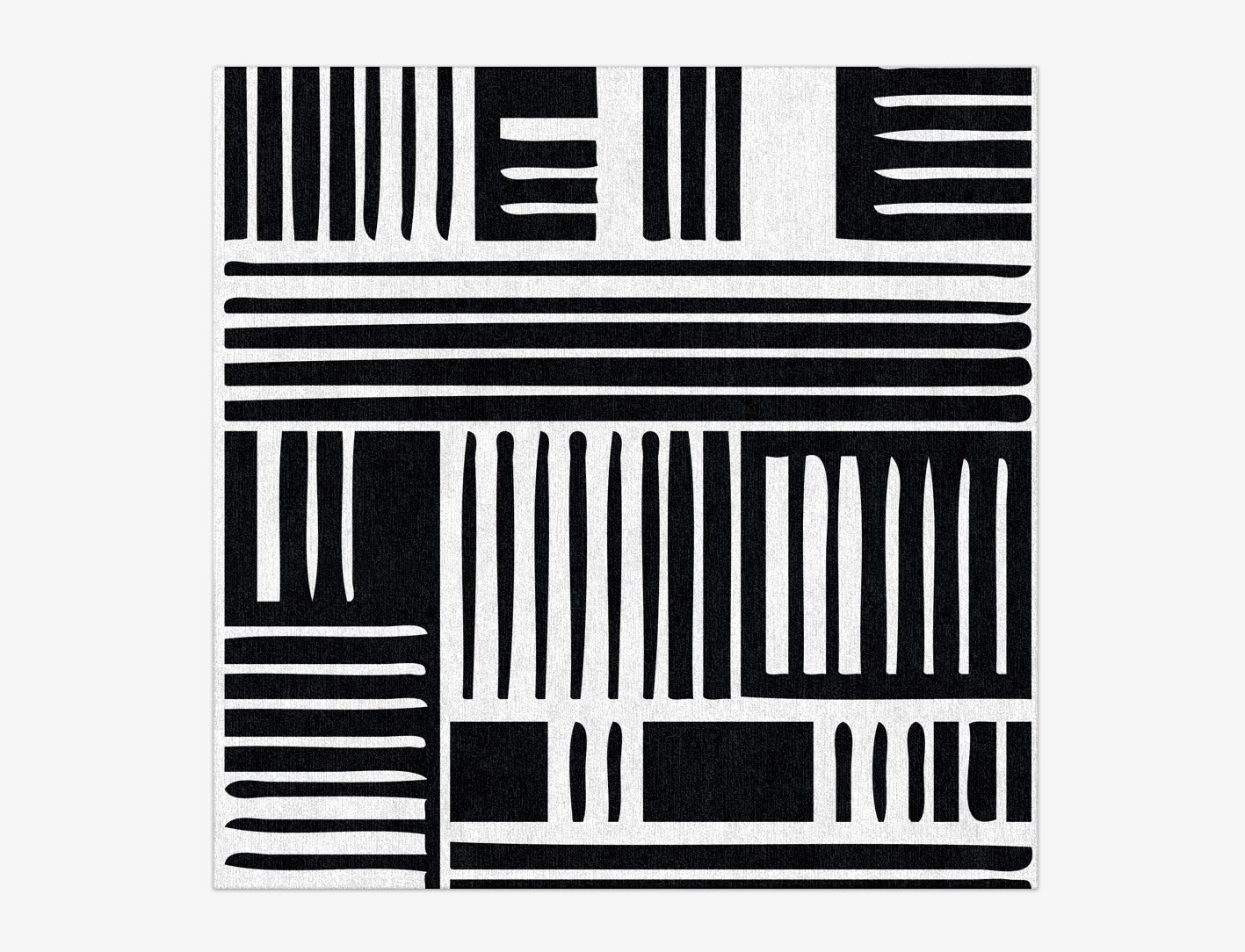 Grey Schema Monochrome Square Hand Knotted Tibetan Wool Custom Rug by Rug Artisan