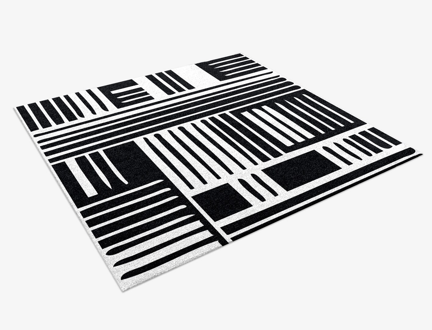 Grey Schema Monochrome Square Hand Knotted Tibetan Wool Custom Rug by Rug Artisan