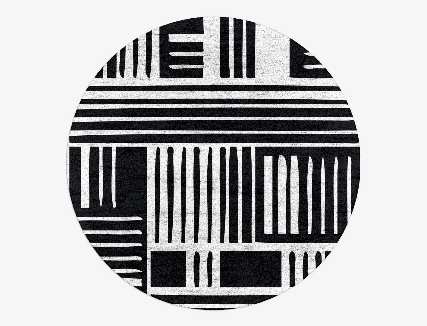 Grey Schema Monochrome Round Hand Tufted Bamboo Silk Custom Rug by Rug Artisan