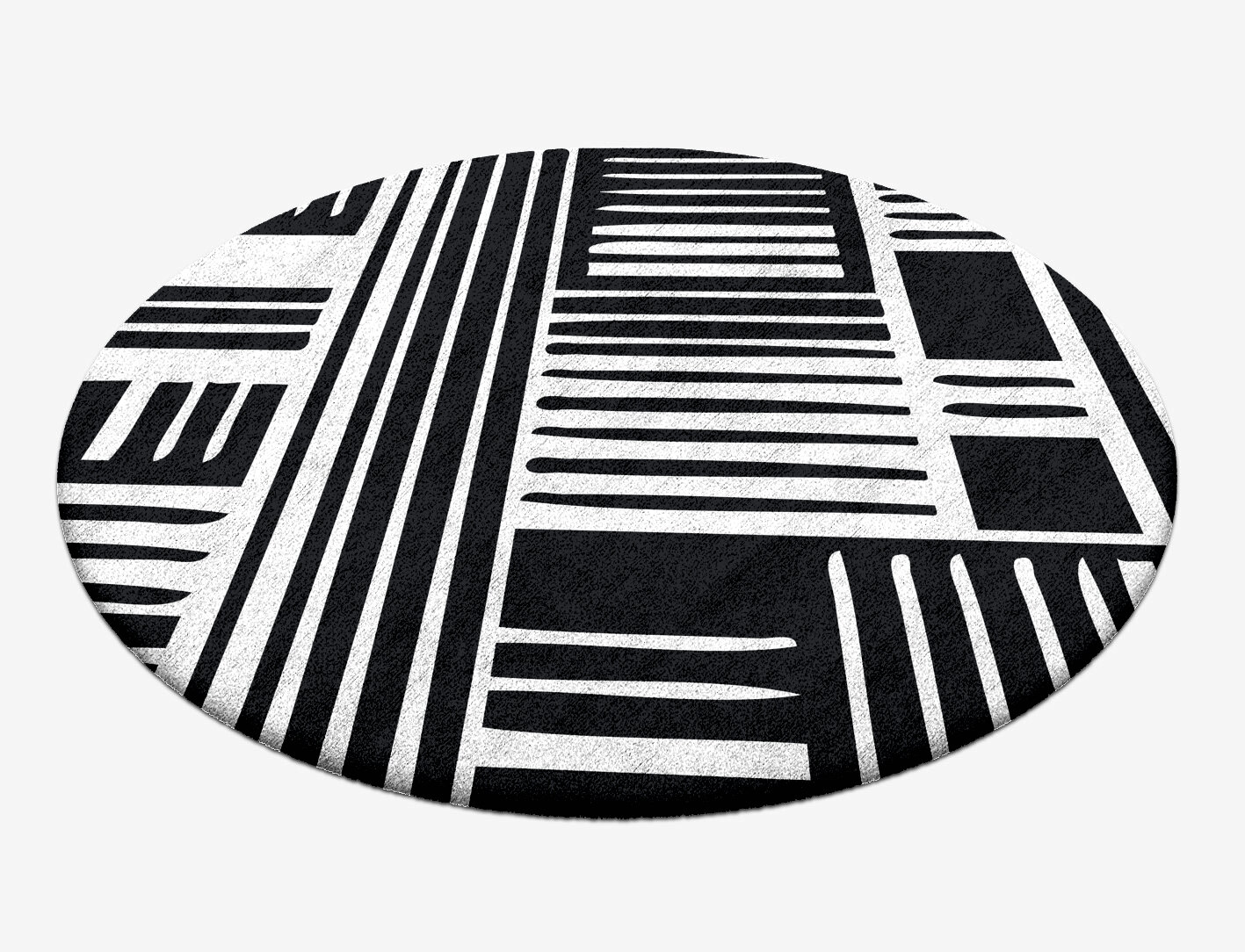 Grey Schema Monochrome Round Hand Tufted Bamboo Silk Custom Rug by Rug Artisan