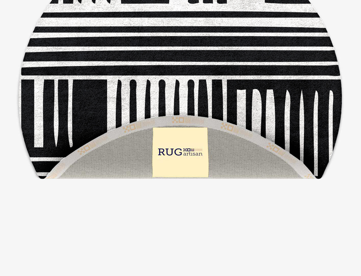 Grey Schema Monochrome Round Hand Tufted Bamboo Silk Custom Rug by Rug Artisan