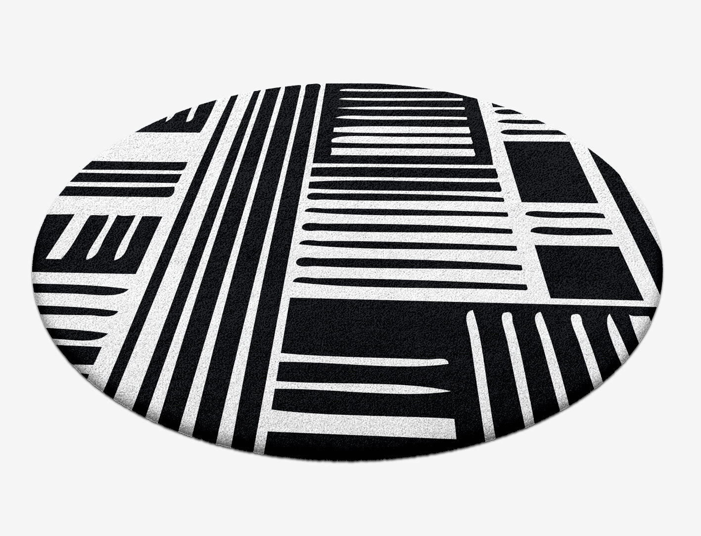 Grey Schema Monochrome Round Hand Tufted Pure Wool Custom Rug by Rug Artisan