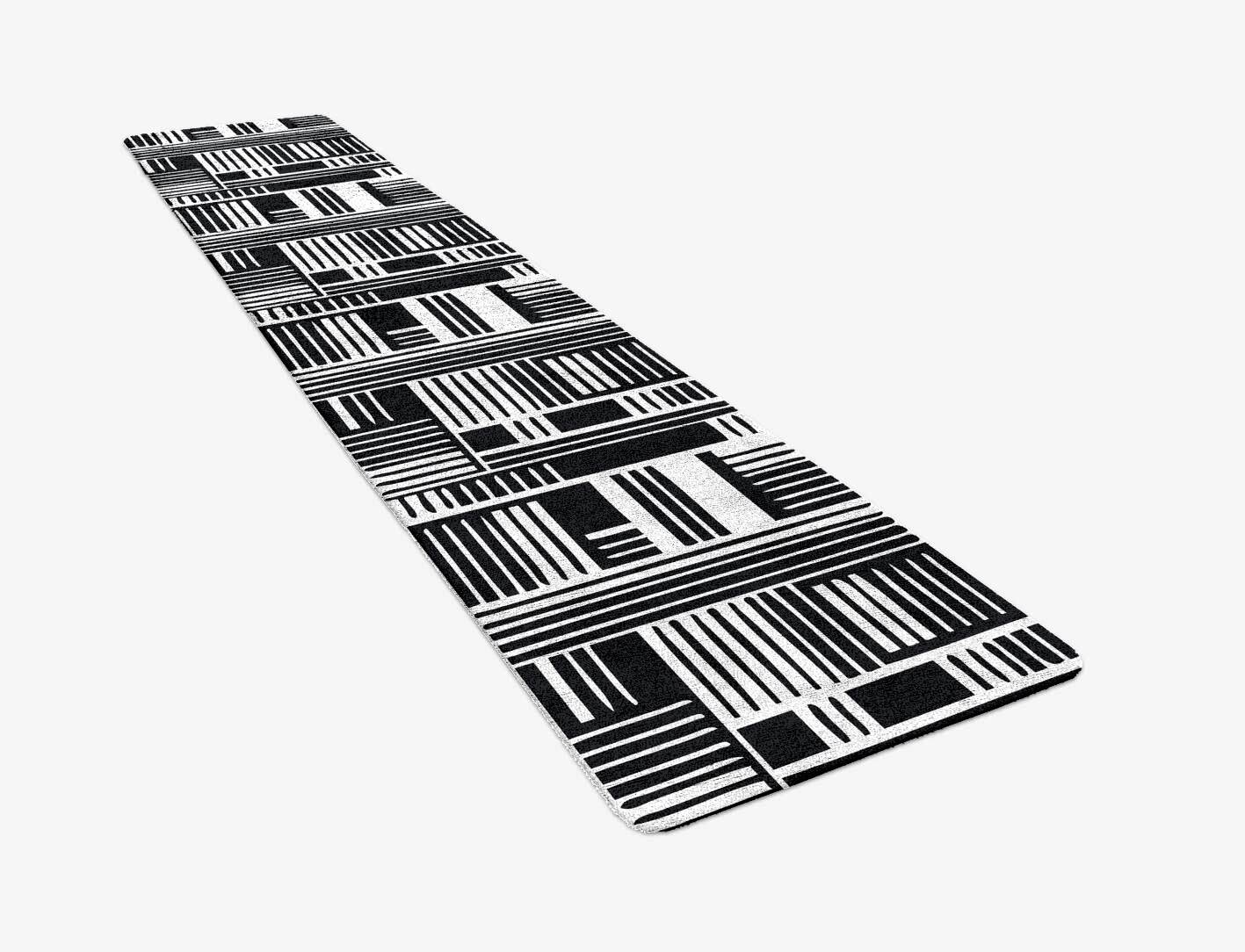 Grey Schema Monochrome Runner Hand Tufted Bamboo Silk Custom Rug by Rug Artisan