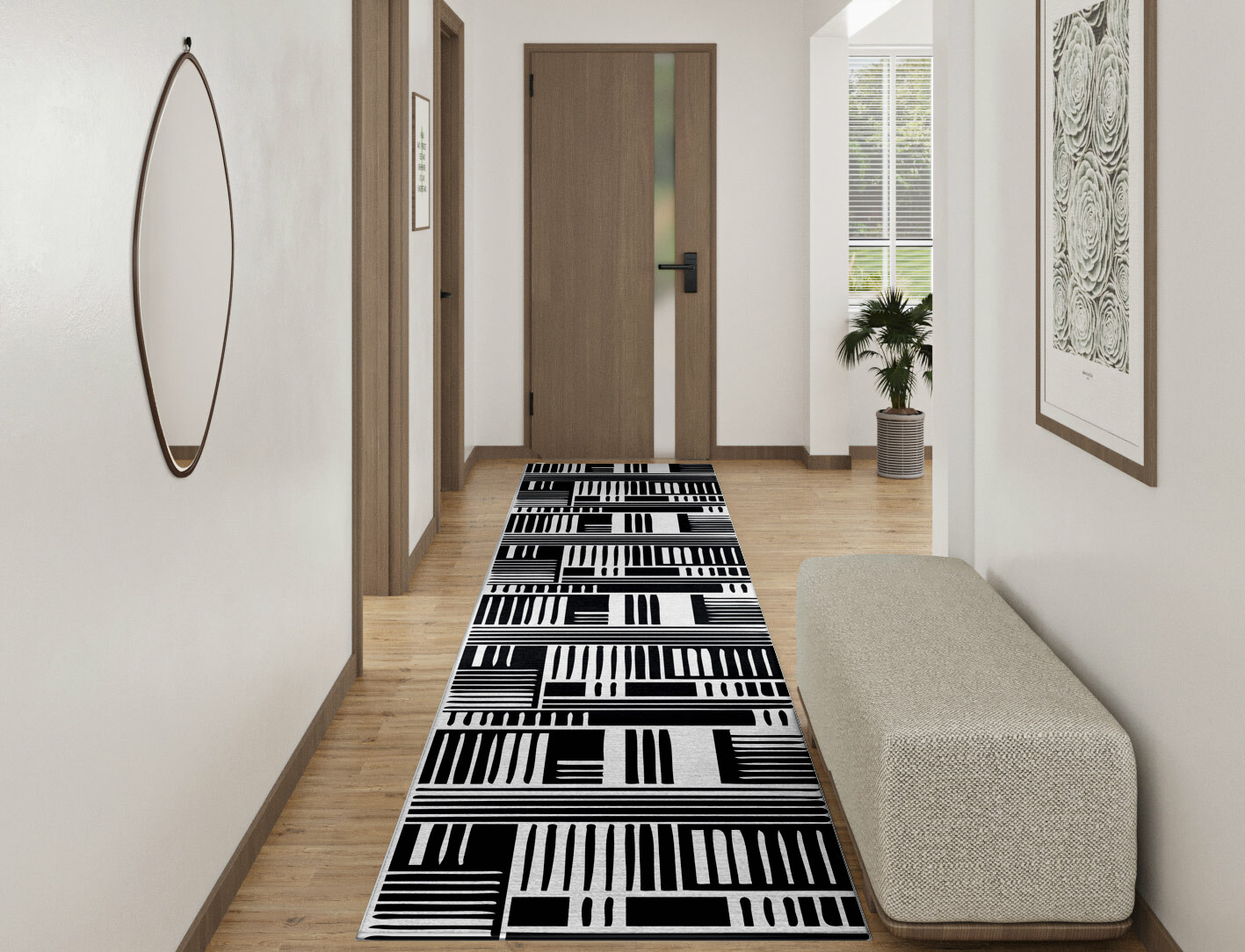Grey Schema Monochrome Runner Hand Tufted Pure Wool Custom Rug by Rug Artisan