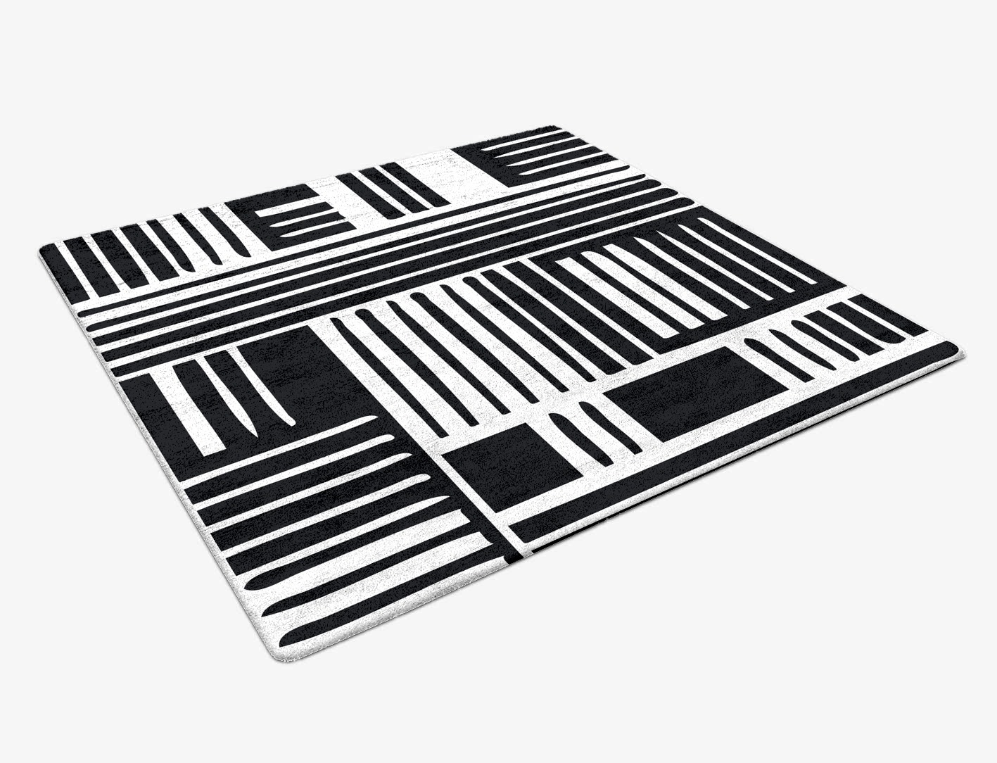 Grey Schema Monochrome Square Hand Tufted Bamboo Silk Custom Rug by Rug Artisan