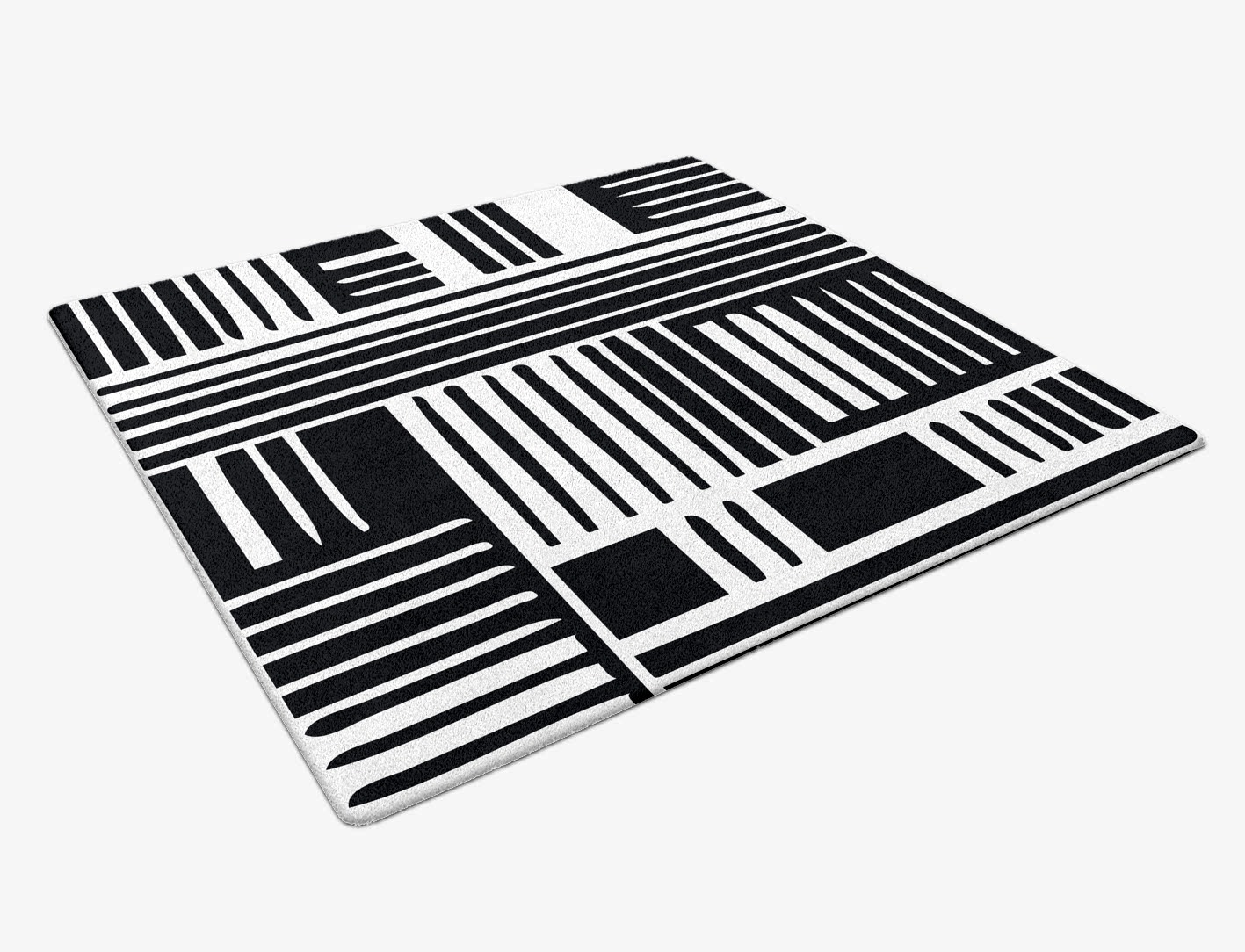 Grey Schema Monochrome Square Hand Tufted Pure Wool Custom Rug by Rug Artisan