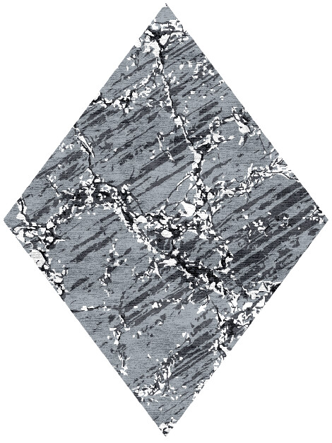 Grey Sear Monochrome Diamond Hand Knotted Bamboo Silk Custom Rug by Rug Artisan