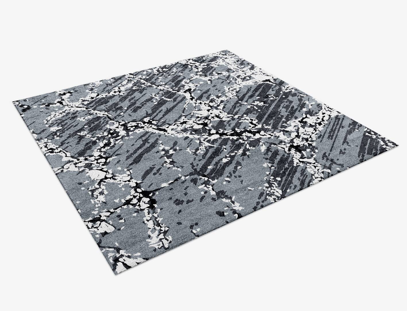 Grey Sear Monochrome Square Hand Knotted Bamboo Silk Custom Rug by Rug Artisan