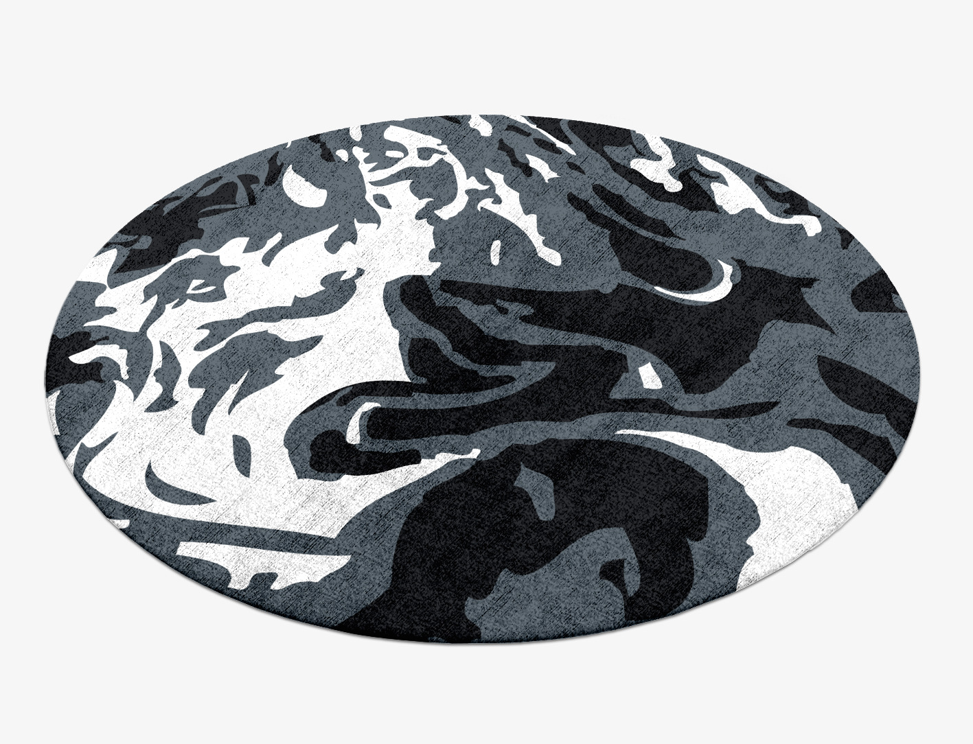 Grey Waters Monochrome Round Hand Knotted Bamboo Silk Custom Rug by Rug Artisan