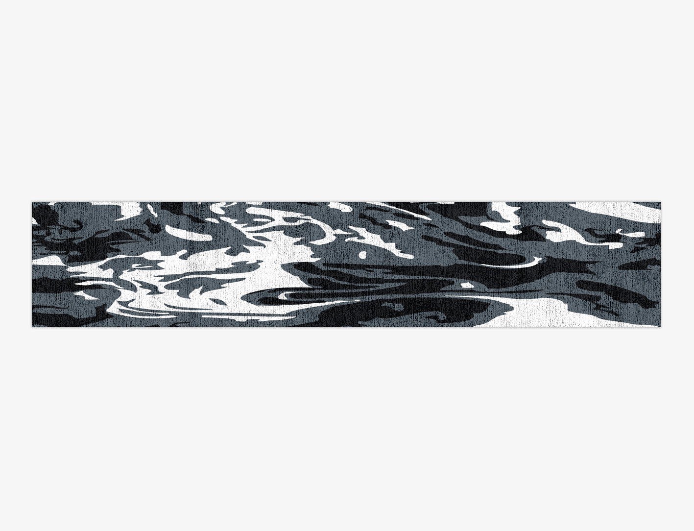 Grey Waters Monochrome Runner Hand Knotted Bamboo Silk Custom Rug by Rug Artisan