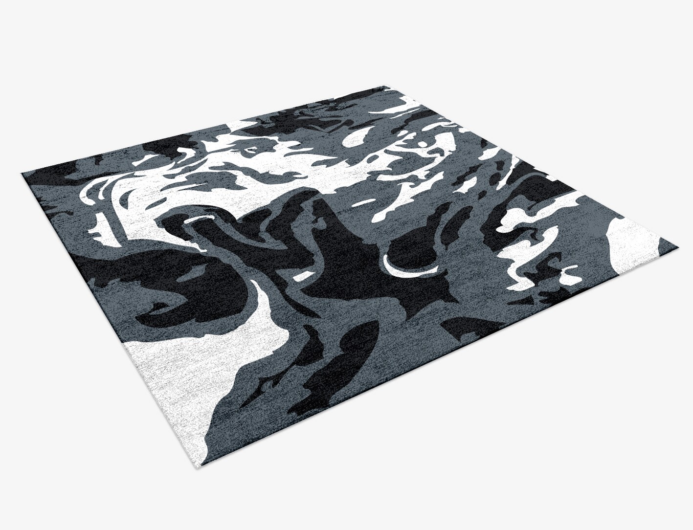 Grey Waters Monochrome Square Hand Knotted Bamboo Silk Custom Rug by Rug Artisan