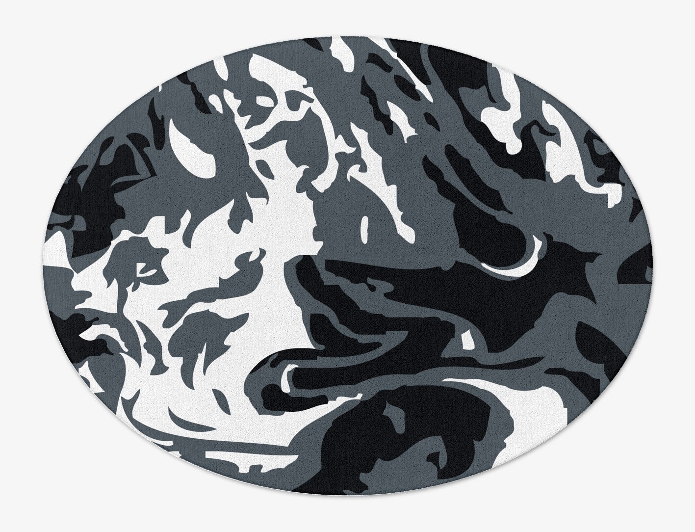 Grey Waters Monochrome Oval Hand Tufted Pure Wool Custom Rug by Rug Artisan