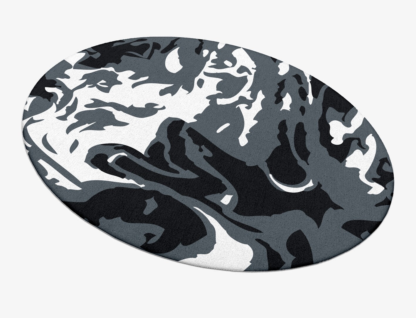 Grey Waters Monochrome Oval Hand Tufted Pure Wool Custom Rug by Rug Artisan