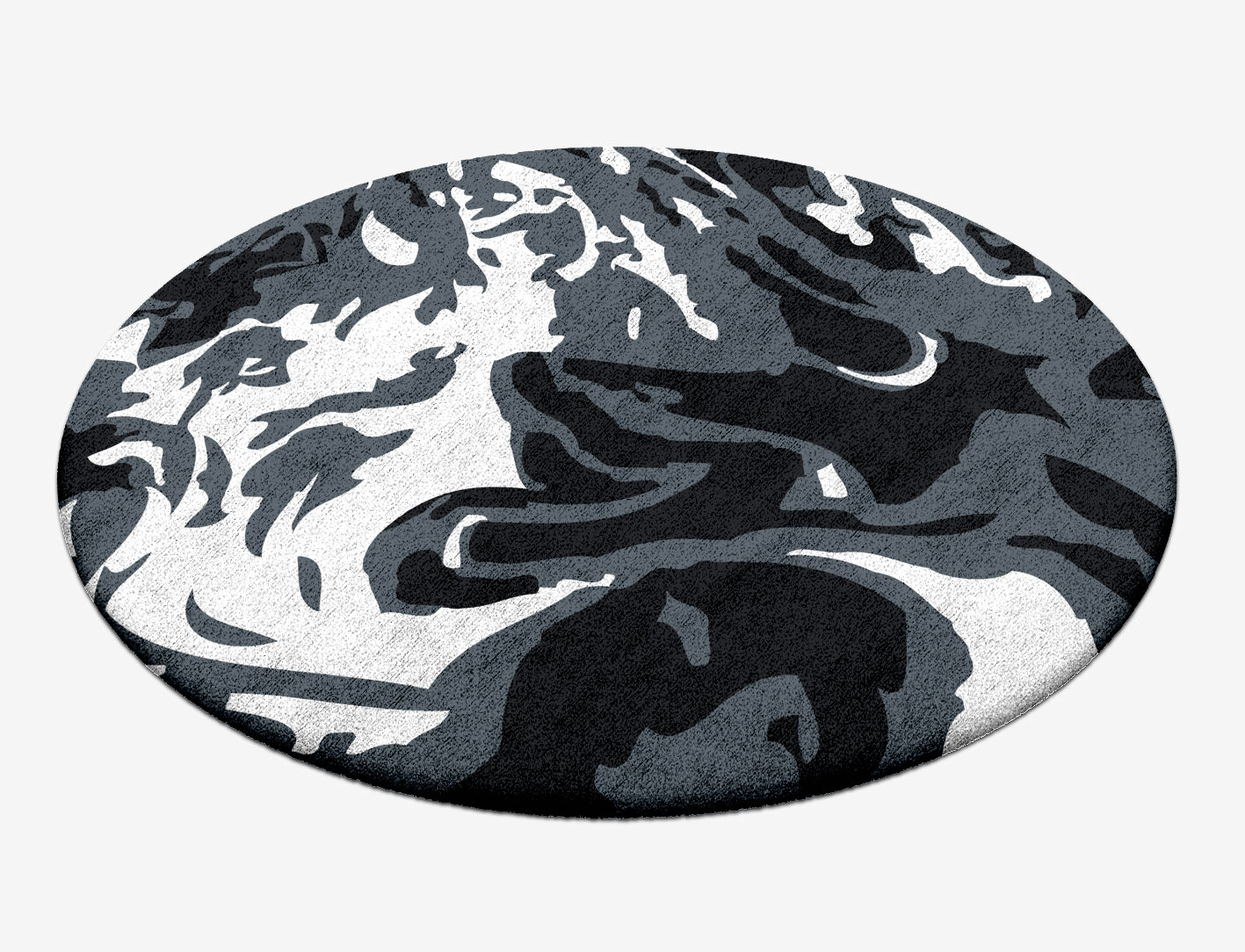Grey Waters Monochrome Round Hand Tufted Bamboo Silk Custom Rug by Rug Artisan
