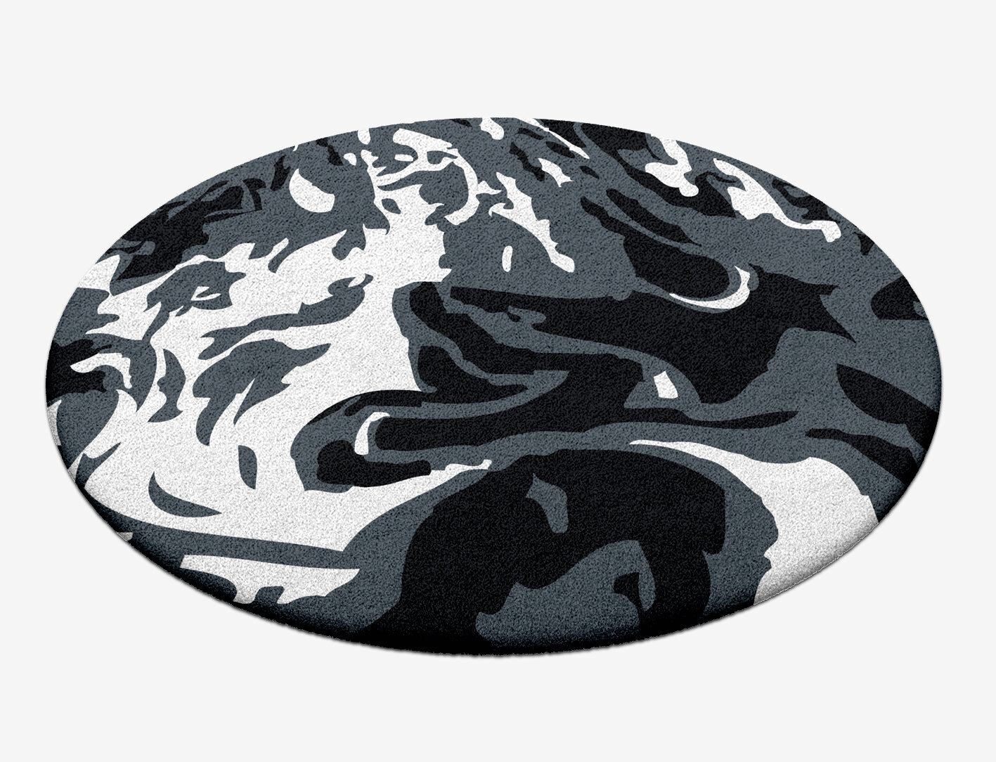 Grey Waters Monochrome Round Hand Tufted Pure Wool Custom Rug by Rug Artisan