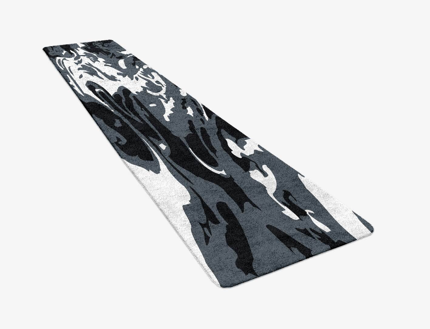 Grey Waters Monochrome Runner Hand Tufted Bamboo Silk Custom Rug by Rug Artisan