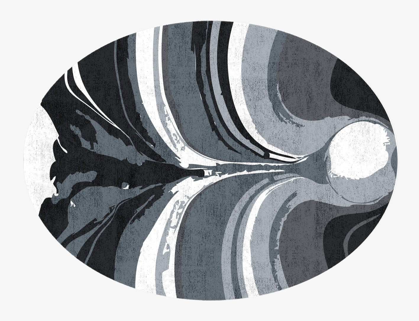 Greymount Monochrome Oval Hand Knotted Bamboo Silk Custom Rug by Rug Artisan
