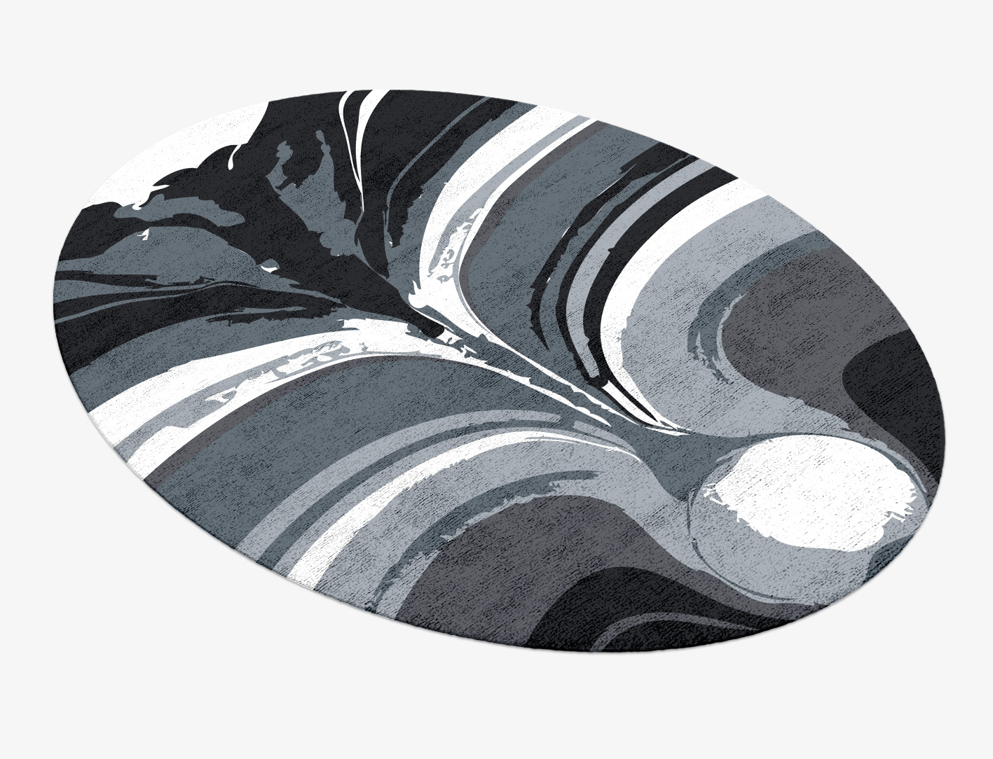 Greymount Monochrome Oval Hand Knotted Bamboo Silk Custom Rug by Rug Artisan