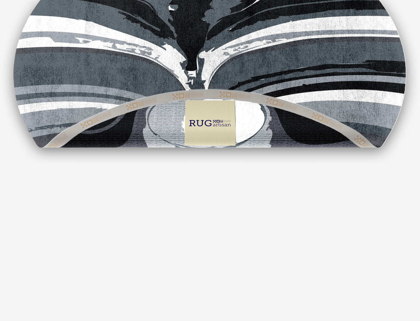 Greymount Monochrome Oval Hand Knotted Bamboo Silk Custom Rug by Rug Artisan