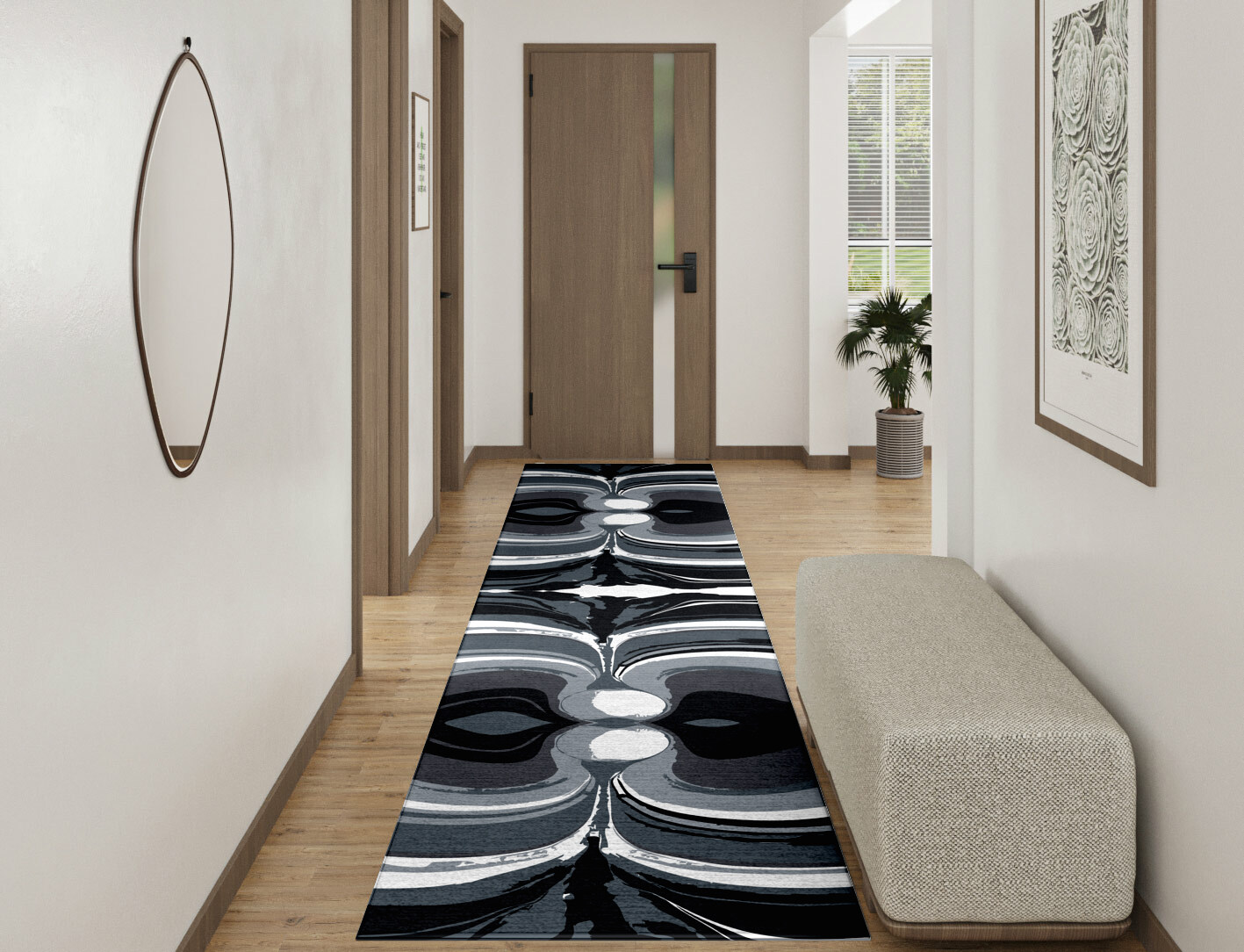 Greymount Monochrome Runner Hand Knotted Tibetan Wool Custom Rug by Rug Artisan