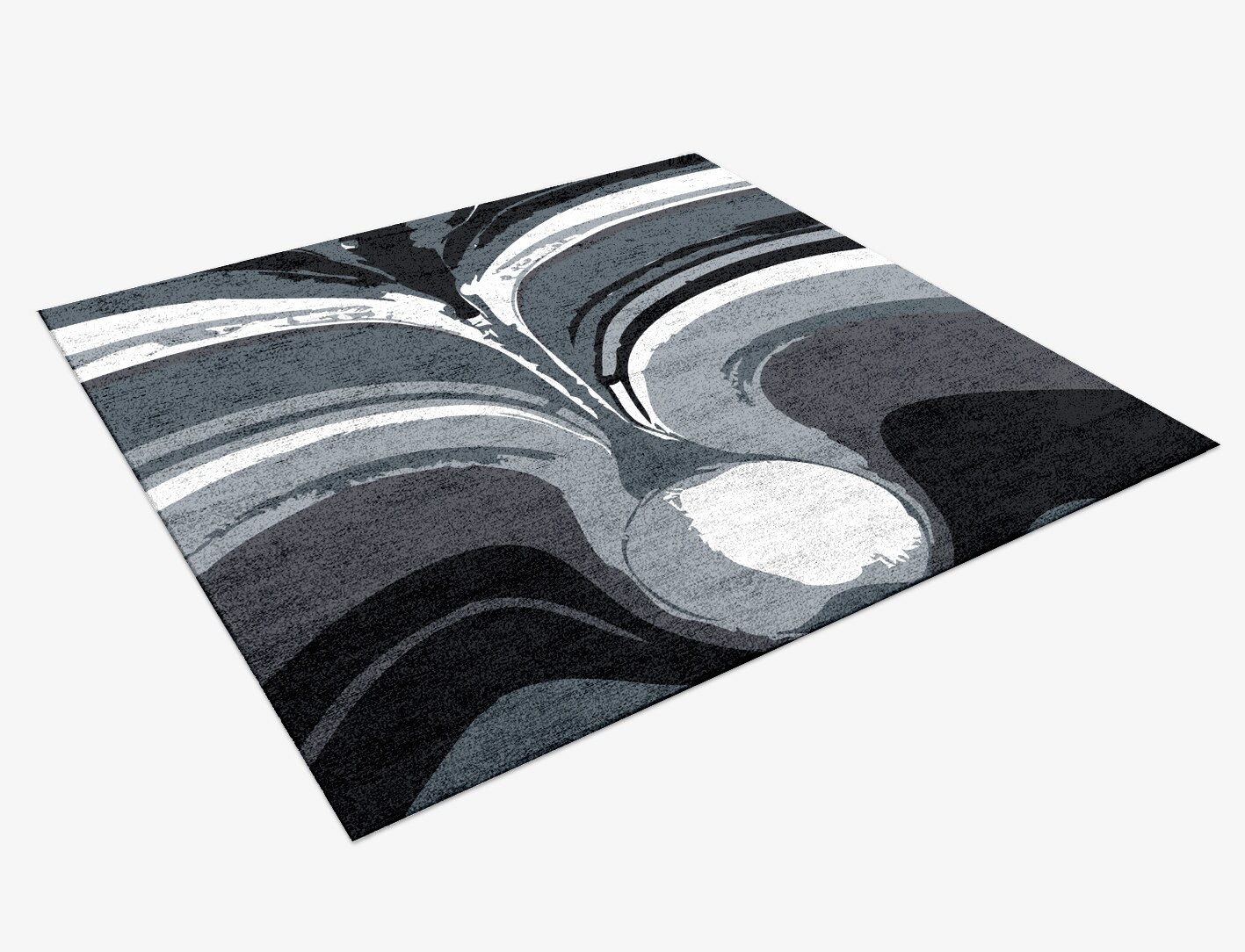 Greymount Monochrome Square Hand Knotted Bamboo Silk Custom Rug by Rug Artisan