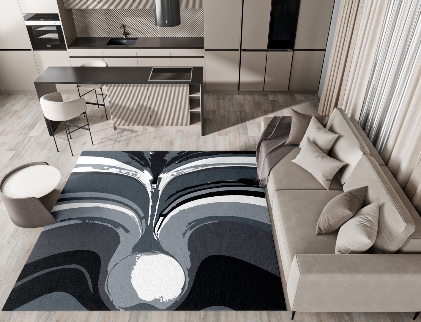 Greymount Monochrome Square Hand Knotted Tibetan Wool Custom Rug by Rug Artisan