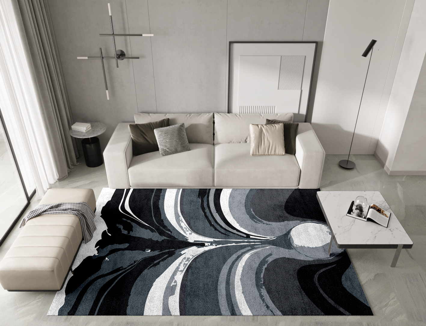 Greymount Monochrome Rectangle Hand Tufted Bamboo Silk Custom Rug by Rug Artisan