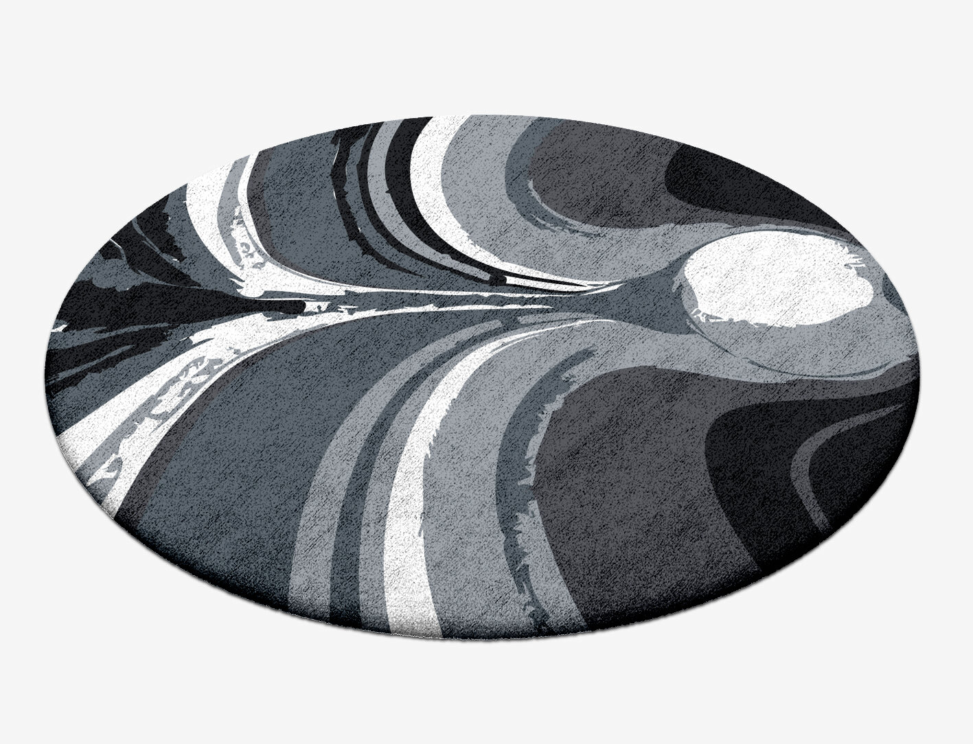 Greymount Monochrome Round Hand Tufted Bamboo Silk Custom Rug by Rug Artisan