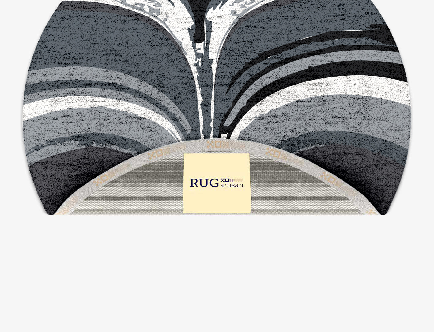 Greymount Monochrome Round Hand Tufted Bamboo Silk Custom Rug by Rug Artisan