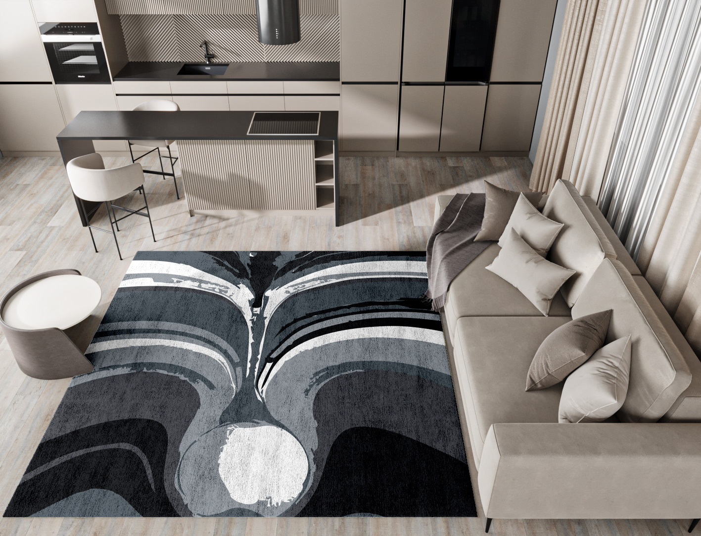 Greymount Monochrome Square Hand Tufted Bamboo Silk Custom Rug by Rug Artisan