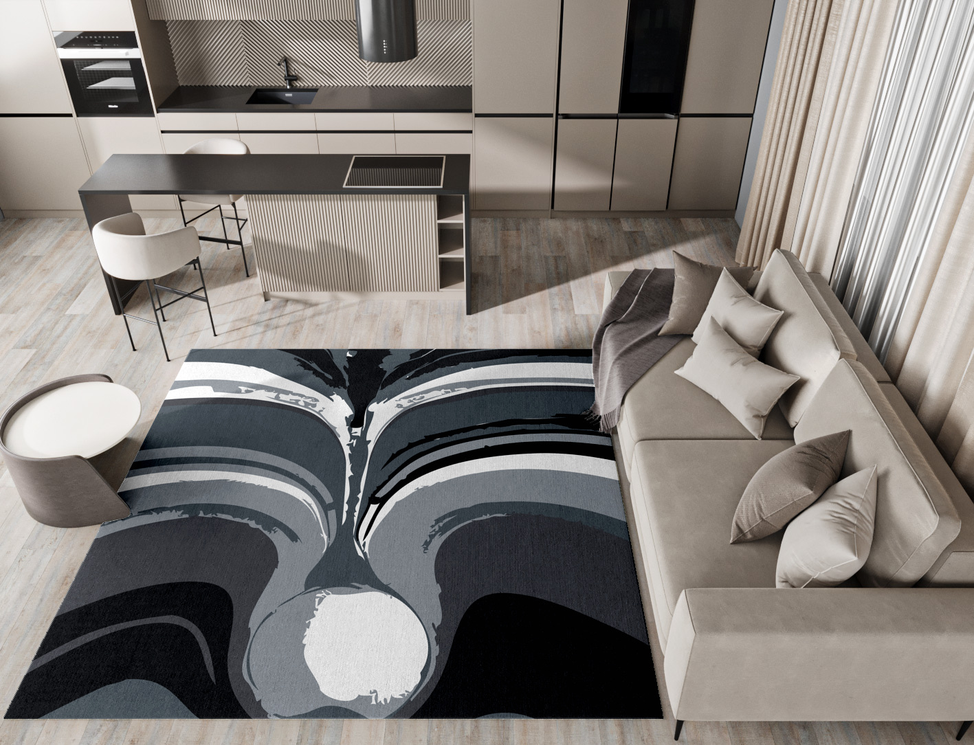 Greymount Monochrome Square Hand Tufted Pure Wool Custom Rug by Rug Artisan
