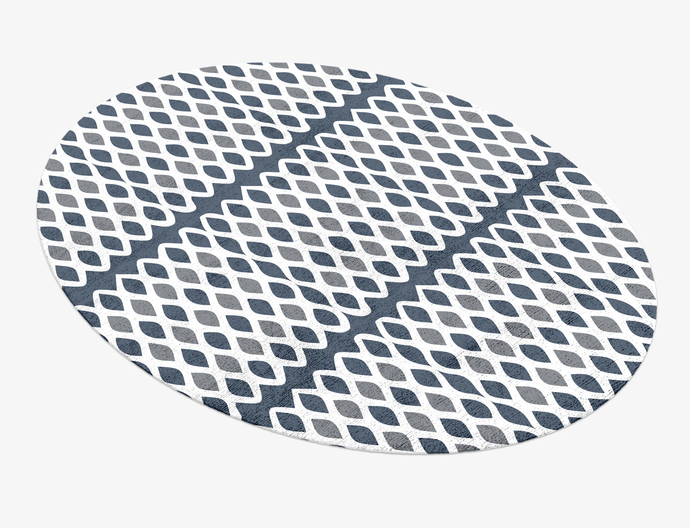 Greyscale Net Monochrome Oval Hand Knotted Bamboo Silk Custom Rug by Rug Artisan
