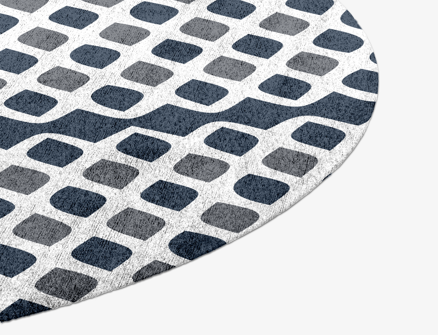 Greyscale Net Monochrome Round Hand Knotted Bamboo Silk Custom Rug by Rug Artisan