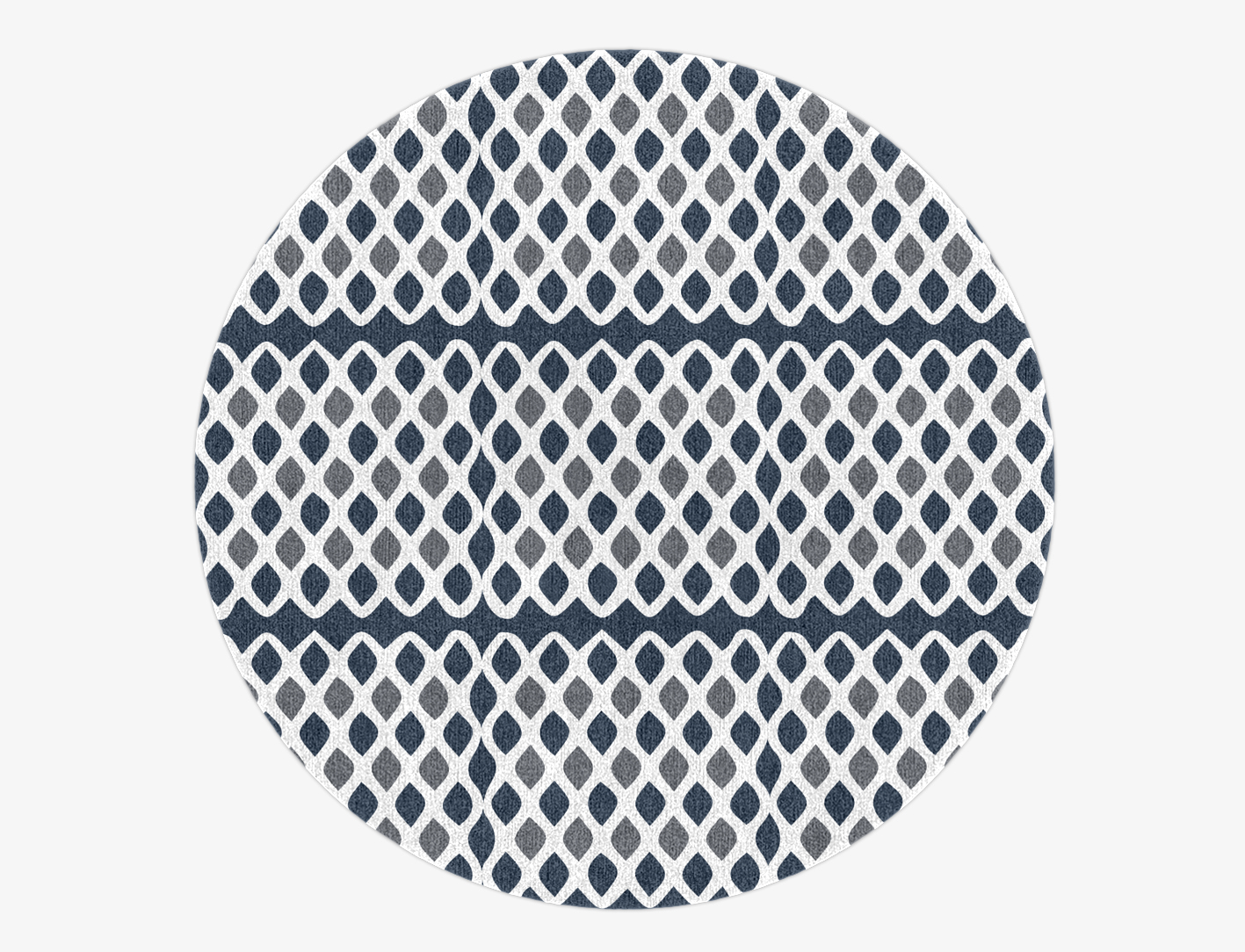 Greyscale Net Monochrome Round Hand Knotted Tibetan Wool Custom Rug by Rug Artisan