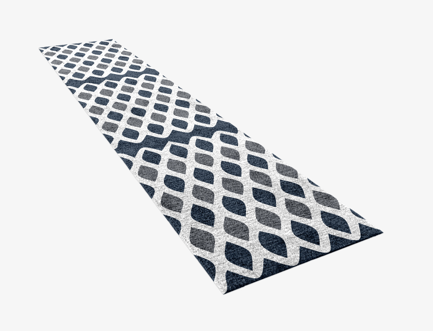 Greyscale Net Monochrome Runner Hand Knotted Bamboo Silk Custom Rug by Rug Artisan