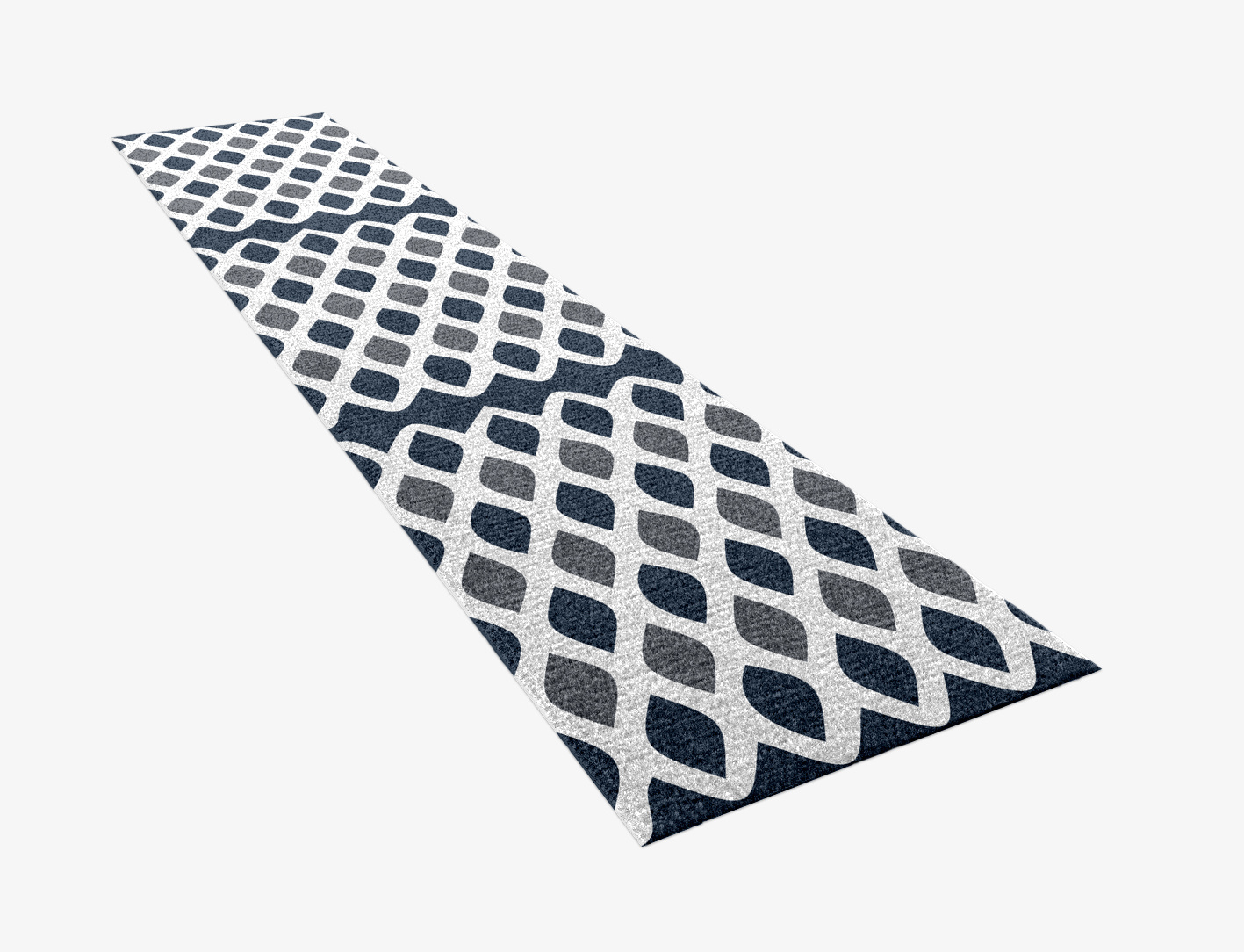 Greyscale Net Monochrome Runner Hand Knotted Tibetan Wool Custom Rug by Rug Artisan