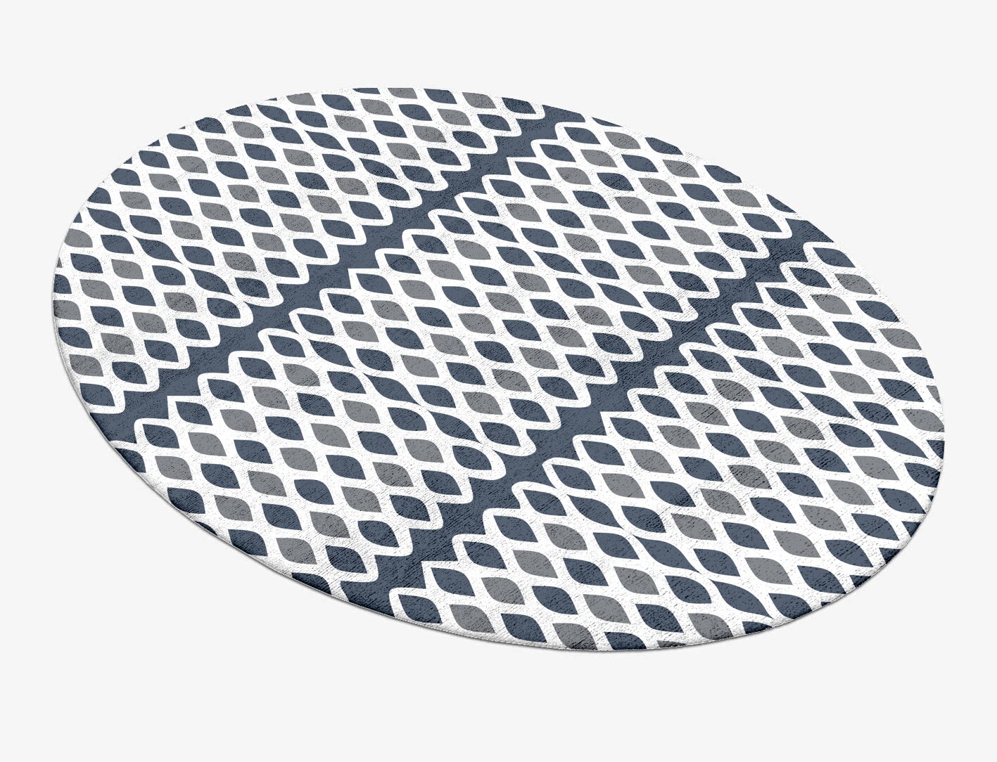 Greyscale Net Monochrome Oval Hand Tufted Bamboo Silk Custom Rug by Rug Artisan