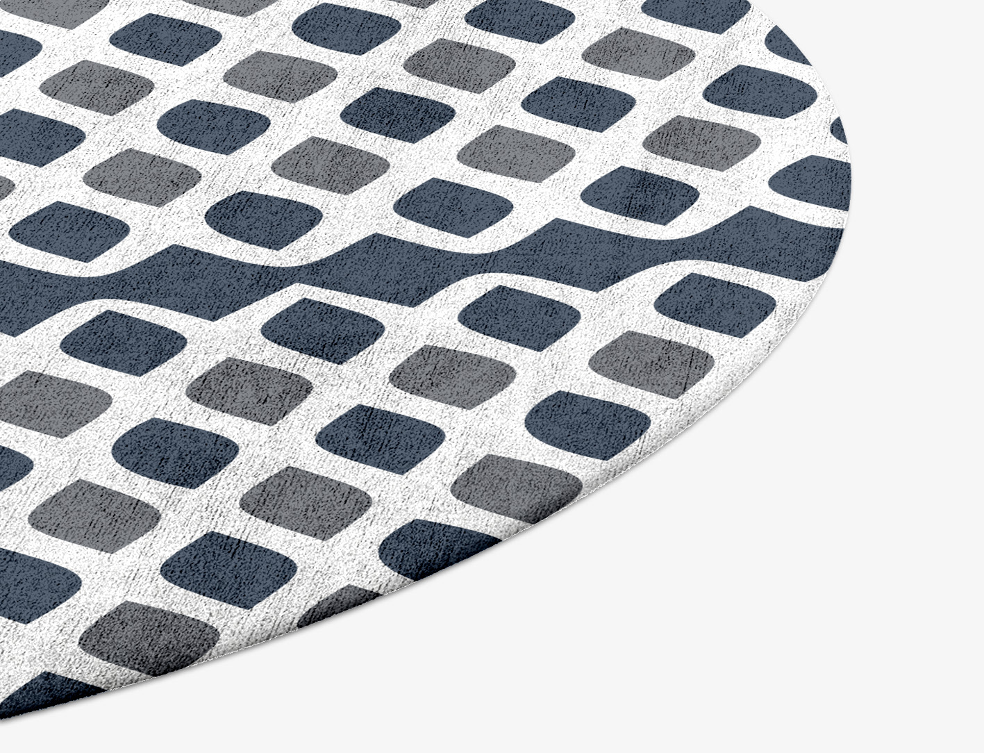 Greyscale Net Monochrome Round Hand Tufted Bamboo Silk Custom Rug by Rug Artisan