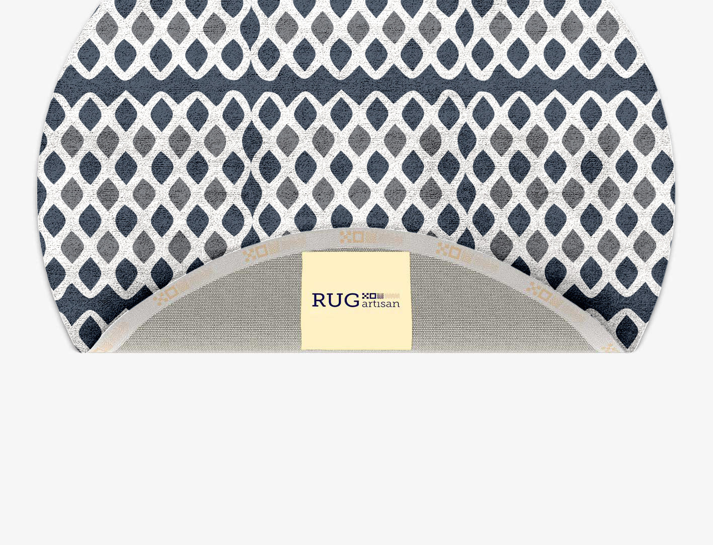 Greyscale Net Monochrome Round Hand Tufted Bamboo Silk Custom Rug by Rug Artisan