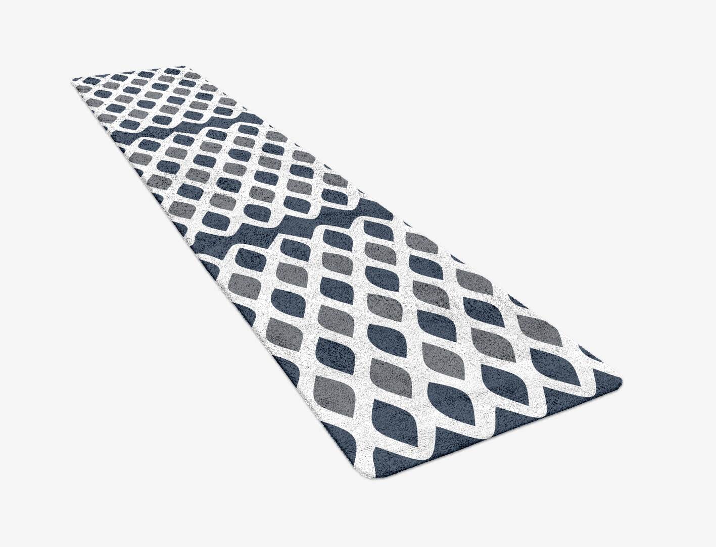 Greyscale Net Monochrome Runner Hand Tufted Bamboo Silk Custom Rug by Rug Artisan