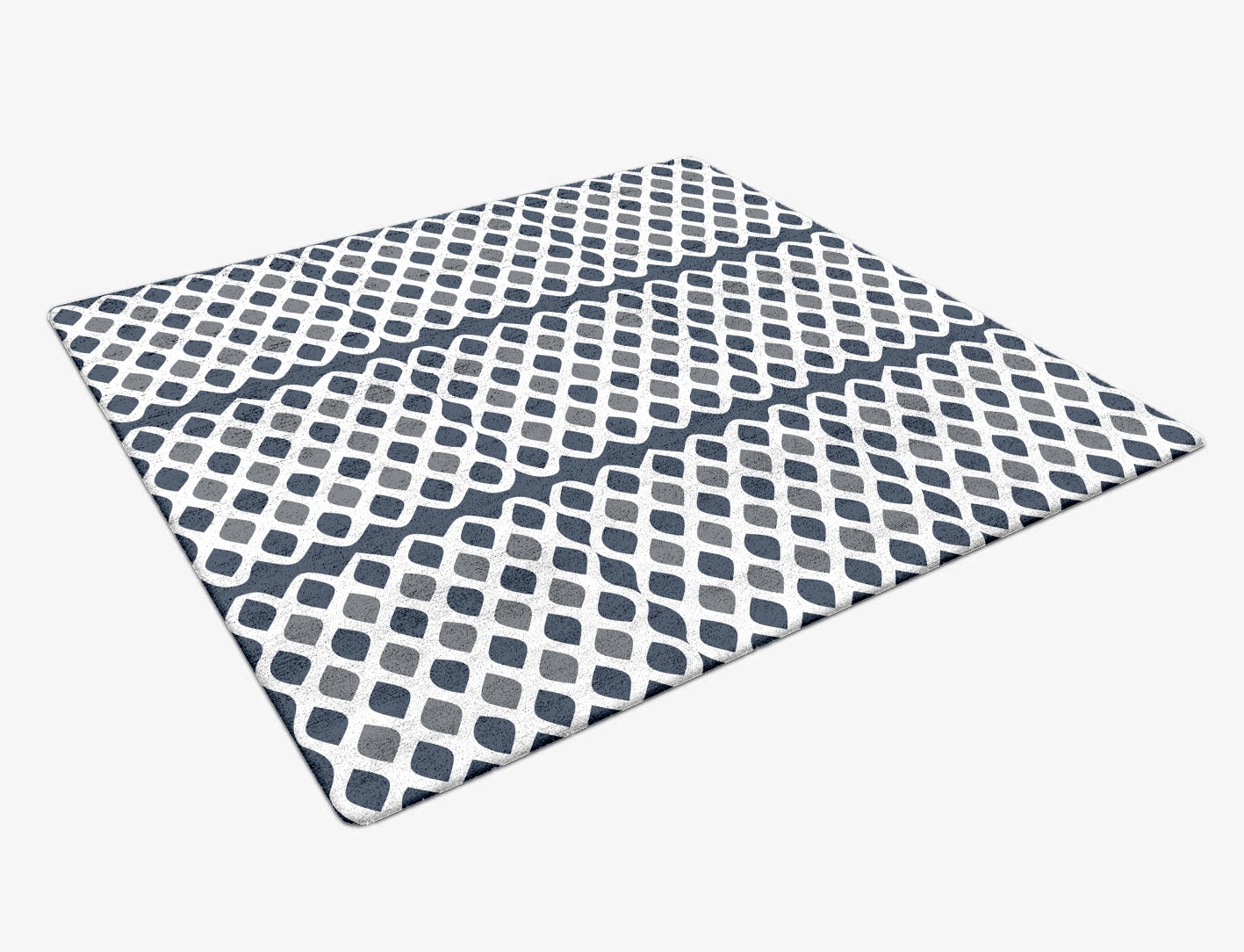 Greyscale Net Monochrome Square Hand Tufted Bamboo Silk Custom Rug by Rug Artisan