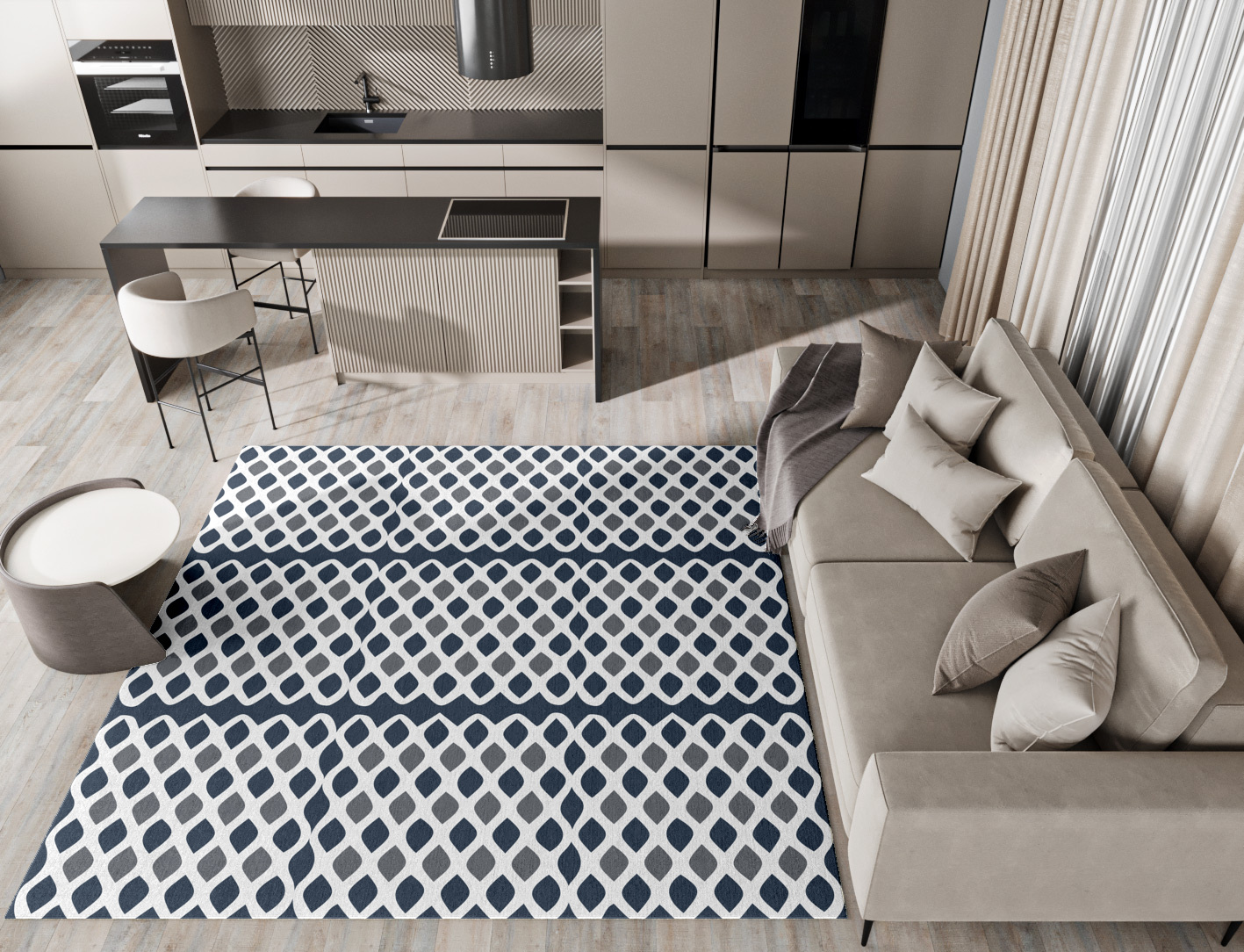Greyscale Net Monochrome Square Hand Tufted Pure Wool Custom Rug by Rug Artisan