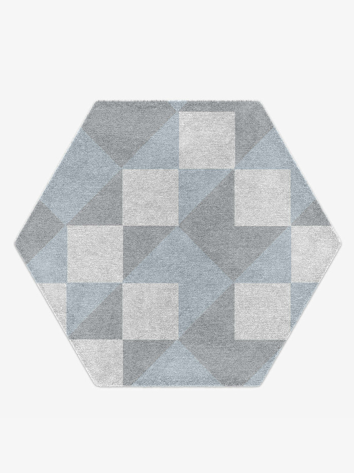 Grid Geometric Hexagon Hand Knotted Tibetan Wool Custom Rug by Rug Artisan