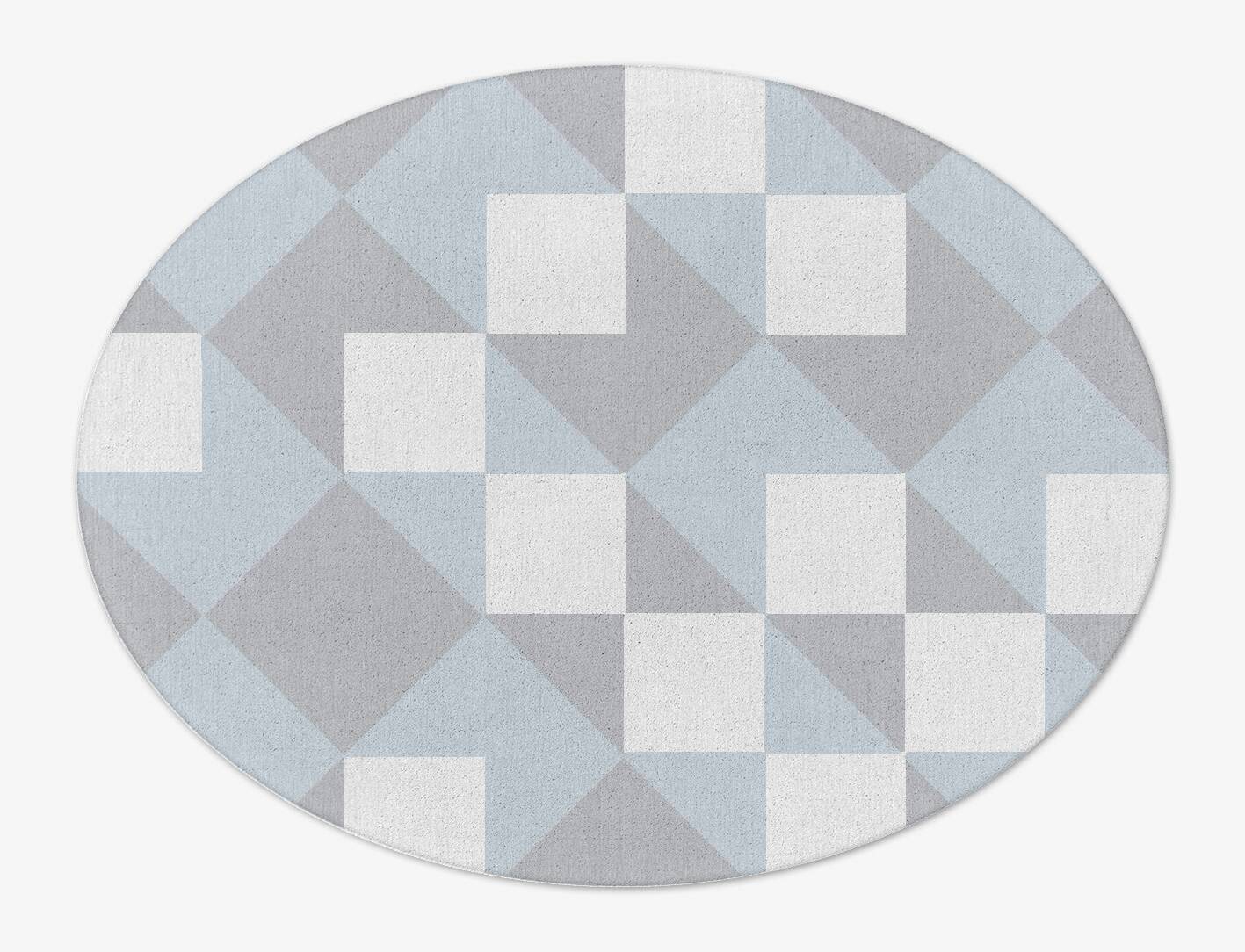 Grid Geometric Oval Hand Tufted Pure Wool Custom Rug by Rug Artisan