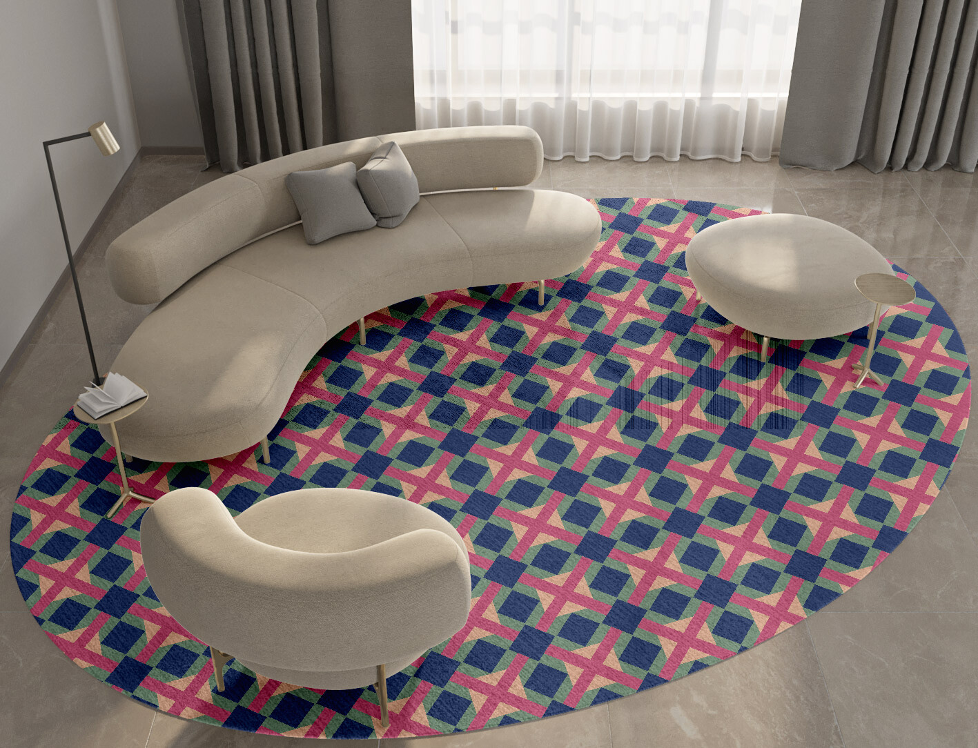 Griffon Geometric Oval Hand Knotted Bamboo Silk Custom Rug by Rug Artisan
