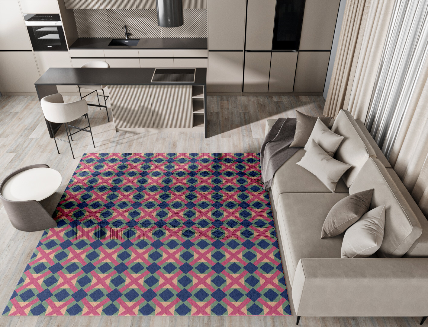 Griffon Geometric Square Hand Knotted Bamboo Silk Custom Rug by Rug Artisan
