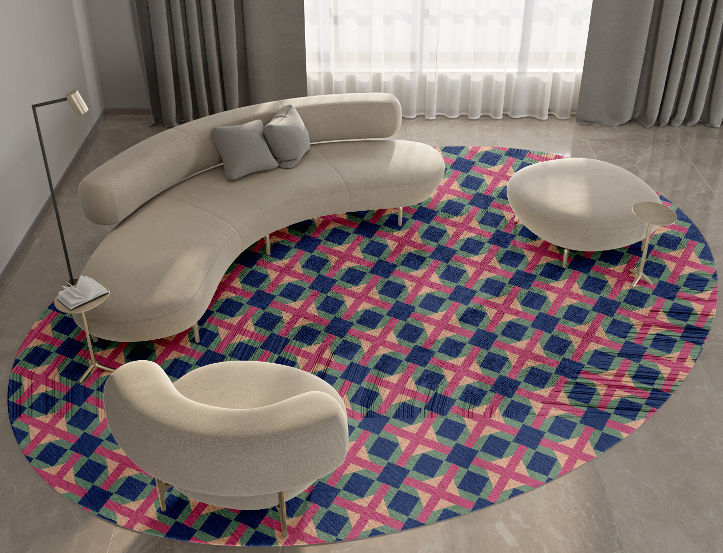 Griffon Geometric Oval Hand Tufted Bamboo Silk Custom Rug by Rug Artisan